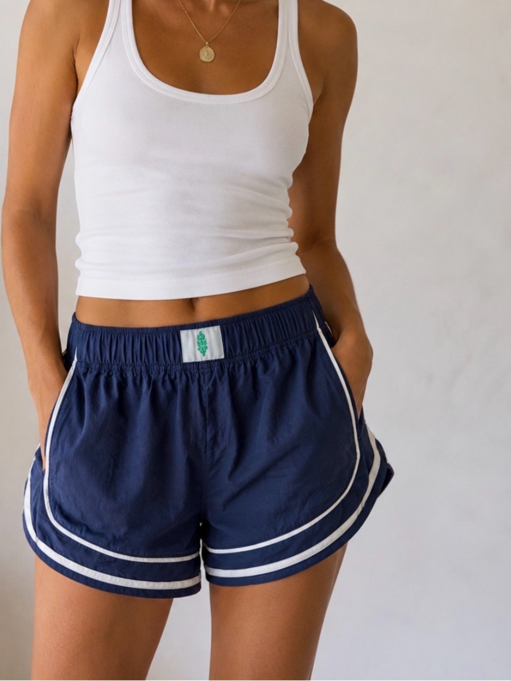 Free People Movement New Varsity Blues Shorts Navy Combo